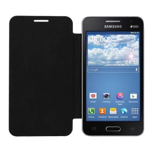 Θήκη για Samsung Galaxy Core 2, Οικολογικό δέρμα, Μαύρο, 22205.01