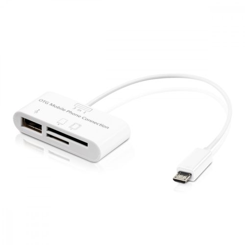 Adapter Card Reader Universal 3-in-1 για τηλέφωνα, Kwmobile, White, Plastic, 26759