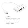 Adapter Card Reader Universal 3-in-1 για τηλέφωνα, Kwmobile, White, Plastic, 26759