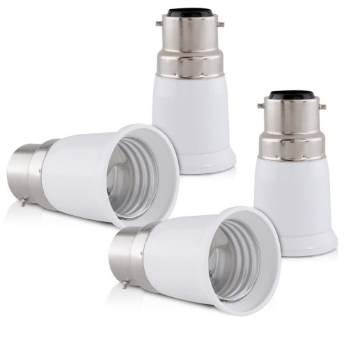 Σετ 4 αντάπτορες πρίζας από B22 έως E27, Kwmobile, White, Plastic, 27510