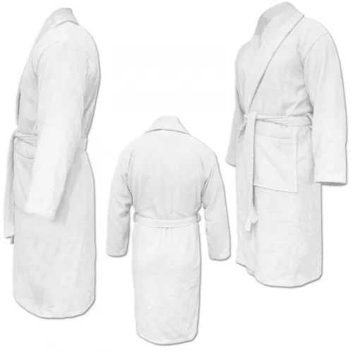 Homelevel Unisex μπουρνούζι, 3XL, Λευκό, Βιολογικό βαμβάκι, 54845.02.33