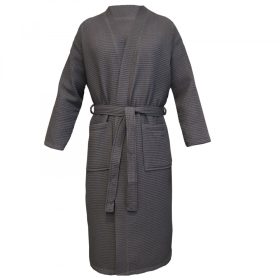   Unisex Waffle Pique Bathrobe Homelevel, 5XL, Γκρι, Οργανικό βαμβάκι, 54916.73.35
