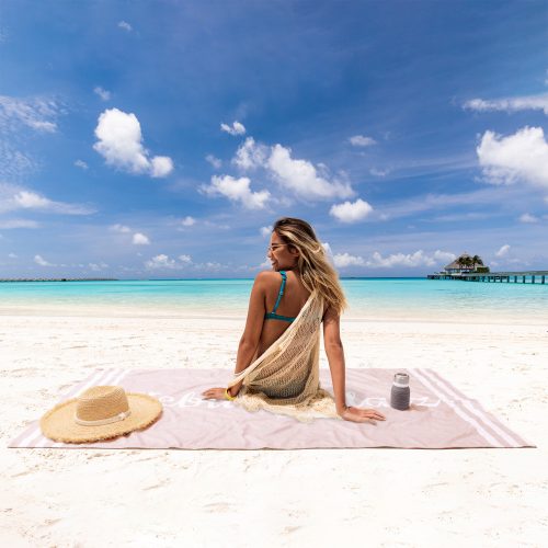 Πετσέτα παραλίας Homelevel, 90 x 180 cm, Ροζ / Λευκό, Βαμβάκι / Πολυεστέρας, 54897.02