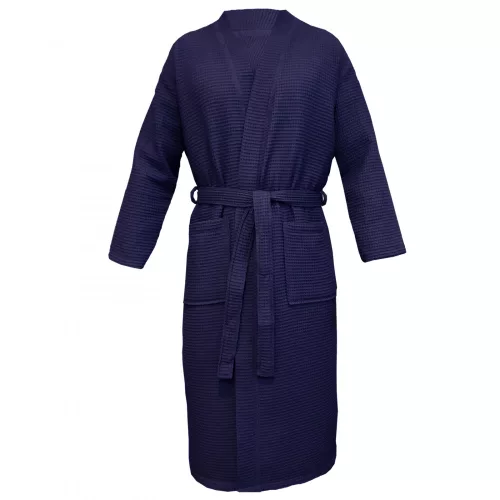 Unisex Waffle Pique Bathrobe Homelevel, M, Μπλε, Βιολογικό βαμβάκι, 54916.04.2