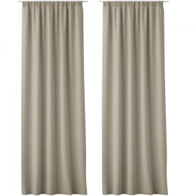   Σετ από 2 κουρτίνες Lola με αετώματα Jemidi, 140 x 250 cm, Μπεζ, Πολυεστέρας, 55308.11.02