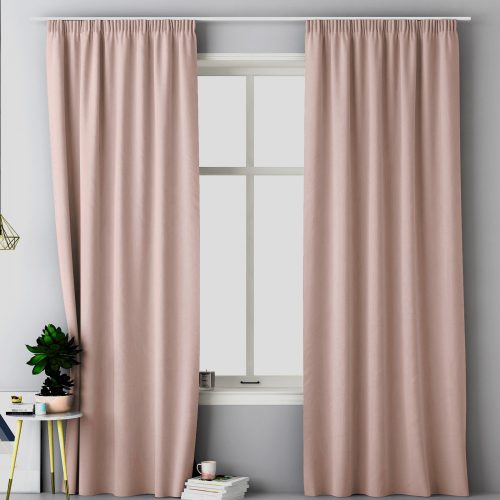 Σετ 2 κουρτινών Lola με αετώματα Jemidi, 140 x 250 cm, Ροζ, Πολυεστέρας, 55308.10.02