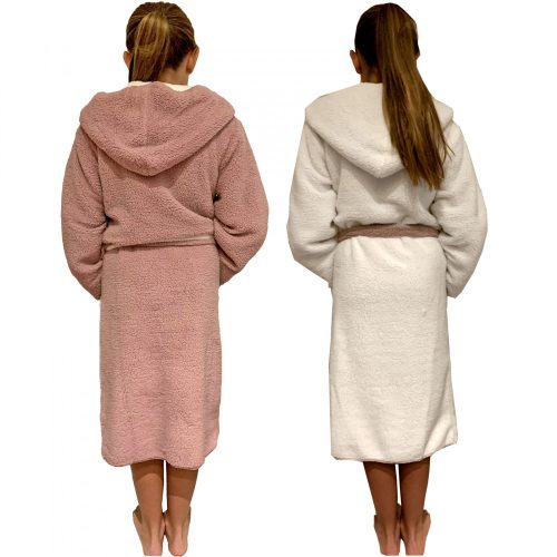 Αναστρέψιμο παιδικό μπουρνούζι Homelevel, 9-10 ετών, Ροζ / Κρέμα, Πολυεστέρας, 55056.1.10