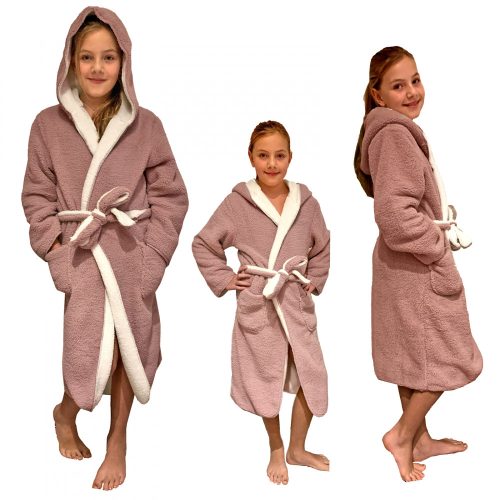 Αναστρέψιμο παιδικό μπουρνούζι Homelevel, 9-10 ετών, Ροζ / Κρέμα, Πολυεστέρας, 55056.1.10