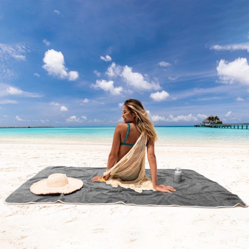 Πετσέτα παραλίας Homelevel, 200 x 200 cm, Γκρι, Βιολογικό βαμβάκι, 54899.25