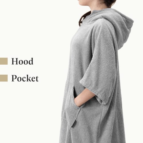 Παιδικό πόντσο μπάνιου Homelevel, 10-13 ετών, Γκρι, Βιολογικό βαμβάκι, 54880.25.43