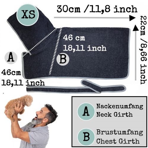 Homelevel μπουρνούζι σκύλου, XS, Μπλε, Βαμβάκι, 54844.73.32