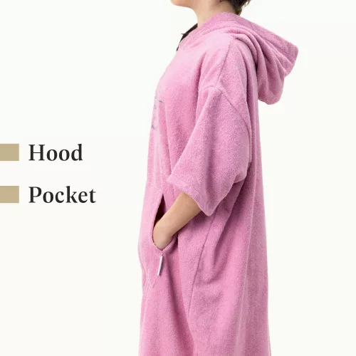 Παιδικό πόντσο μπάνιου Homelevel, 10-13 ετών, Ροζ, Βιολογικό βαμβάκι, 54980.43
