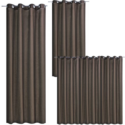 Αδιαφανής κουρτίνα Stella με κρίκους Jemidi, 300 x 245 cm, Καφέ, Πολυεστέρας, 55288.18.01