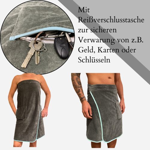 Homelevel γυναικεία ρόμπα σάουνας, Universal, Μπλε, Βιολογικό βαμβάκι, 54987.17