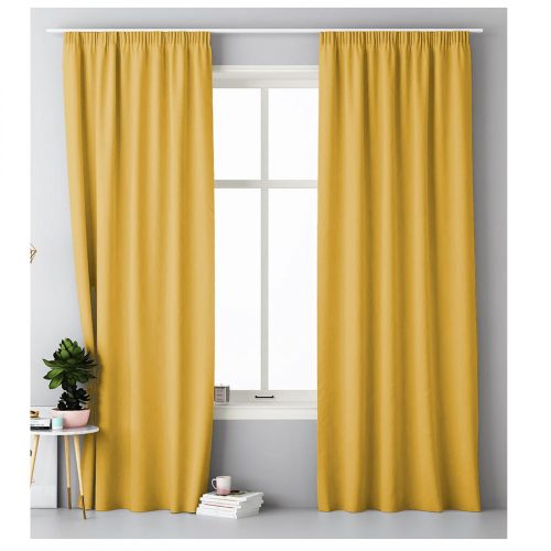 Σετ 2 κουρτινών Lola με αετώματα Jemidi, 140 x 250 cm, Κίτρινο, Πολυεστέρας, 55308.21.02