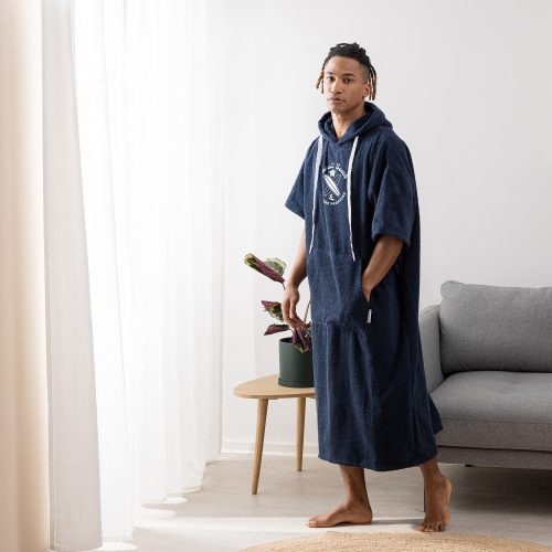 Homelevel Unisex πόντσο για σερφ, L-XL, μπλε, βιολογικό βαμβάκι, 54984.20