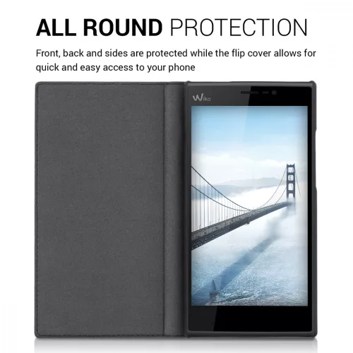 Θήκη Wiko Ridge Fab, Οικολογικό δέρμα, Μπλε, 32189.23