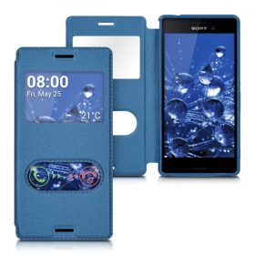   Κάλυμμα για Sony Xperia M4 Aqua, Οικολογικό δέρμα, Μπλε, 37417.17