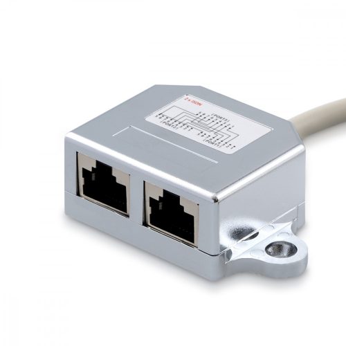 Σετ 2 διαχωριστών καλωδίων δικτύου T RJ45 σε 2 θύρες LAN RJ45, Kwmobile, Silver, Metal, 40679