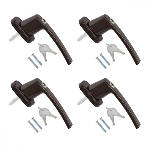Σετ 4 λαβές παραθύρων που κλειδώνουν, Kwmobile, καφέ, αλουμίνιο, 41890