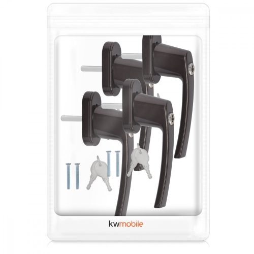 Σετ 4 λαβές παραθύρων που κλειδώνουν, Kwmobile, καφέ, αλουμίνιο, 41890