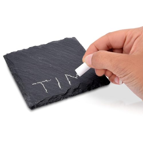 Set 4 suporturi pahar Navaris, 10x10 cm, personalizabile cu creta, gri antracit, gri, ardezie