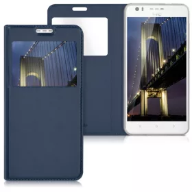   Θήκη για HTC Desire 10 Lifestyle, Οικολογικό δέρμα, Μπλε, 39779.17