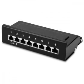   Patch Panel Cat6 με 8 θύρες RJ45 και μπάρα διαχείρισης καλωδίων, Kwmobile, Μαύρο, Πλαστικό, 42950