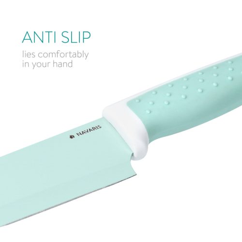 Set 6 Cutite Navaris, cutite de taiere si curatitor ceramic, inox, design pastelat, 43114