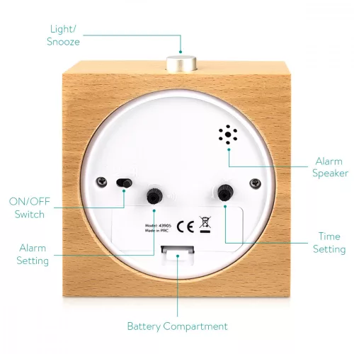Snooze Ρετρό αναλογικό ξύλινο ξυπνητήρι, 43905