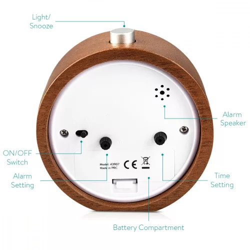 Snooze Ρετρό αναλογικό ξύλινο ξυπνητήρι, 43907