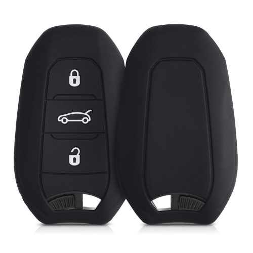 Θήκη κλειδιού αυτοκινήτου για Peugeot / Citroen - 3 Κουμπιά - Keyless Go, Σιλικόνη, Μαύρο, 44154.01