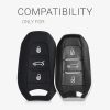 Θήκη κλειδιού αυτοκινήτου για Peugeot / Citroen - 3 Κουμπιά - Keyless Go, Σιλικόνη, Μαύρο, 44154.01