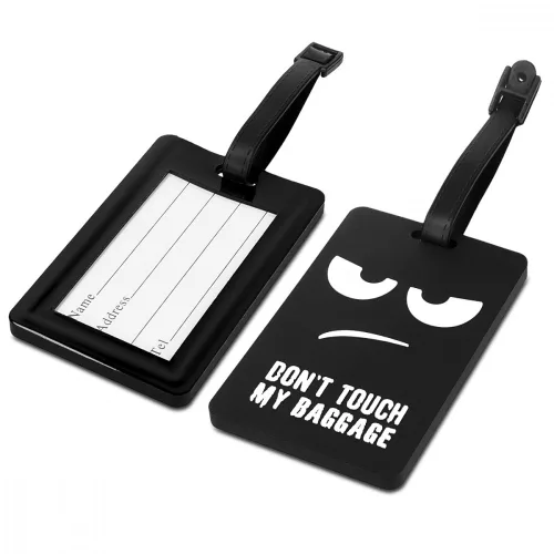 Ετικέτα αποσκευών, Kwmobile, Μαύρο/Λευκό, Σιλικόνη, 44781.01