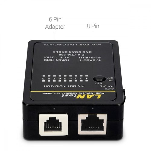 Δοκιμαστής καλωδίου δικτύου με PoE - LAN και 2 λειτουργίες σάρωσης, Kwmobile,/Μαύρο, Πλαστικό, 44494.03