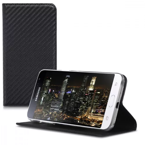 Θήκη για Samsung Galaxy J3 (2016), Οικολογικό δέρμα, Μαύρο, 45157.01