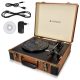 Pick-up Retro Case Navaris, γραμμόφωνο, ενσωματωμένα ηχεία, RCA, 3,5 mm, AUX, θύρα USB για PC, 3 ταχύτητες, 45272.01