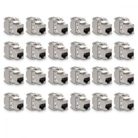  Σετ 24 βυσμάτων 10 Gbit CAT6A για καλώδια Ethernet RJ45, Kwmobile, Silver, Metal, 45358.24