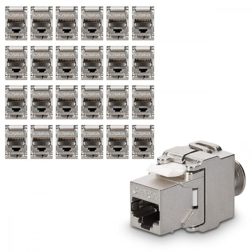 Σετ 24 βυσμάτων 10 Gbit CAT6A για καλώδια Ethernet RJ45, Kwmobile, Silver, Metal, 45358.24