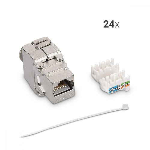 Σετ 24 βυσμάτων 10 Gbit CAT6A για καλώδια Ethernet RJ45, Kwmobile, Silver, Metal, 45358.24