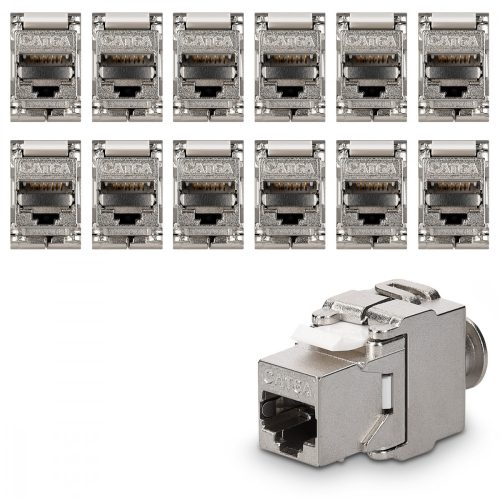 Σετ 12 βυσμάτων 10 Gbit CAT6A για καλώδια Ethernet RJ45, Kwmobile, Silver, Metal, 45358.12