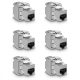 Σετ 6 βυσμάτων 10 Gbit CAT6A για καλώδια Ethernet RJ45, Kwmobile, Silver, Metal, 45358.06
