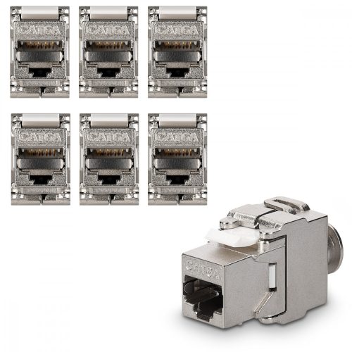 Σετ 6 βυσμάτων 10 Gbit CAT6A για καλώδια Ethernet RJ45, Kwmobile, Silver, Metal, 45358.06