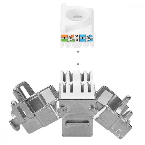 Σετ 6 βυσμάτων 10 Gbit CAT6A για καλώδια Ethernet RJ45, Kwmobile, Silver, Metal, 45358.06