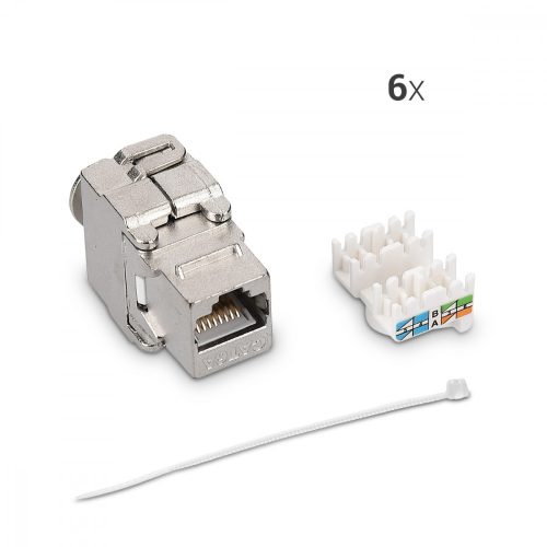 Σετ 6 βυσμάτων 10 Gbit CAT6A για καλώδια Ethernet RJ45, Kwmobile, Silver, Metal, 45358.06