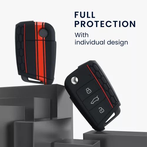 Κάλυμμα κλειδιού αυτοκινήτου για VW - 3 κουμπιά, σιλικόνη, μαύρο, 42888.09