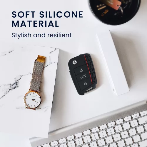 Κάλυμμα κλειδιού αυτοκινήτου για VW - 3 κουμπιά, σιλικόνη, μαύρο, 42888.09