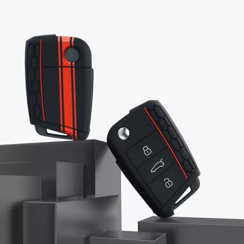 Κάλυμμα κλειδιού αυτοκινήτου για VW - 3 κουμπιά, σιλικόνη, μαύρο, 42888.09