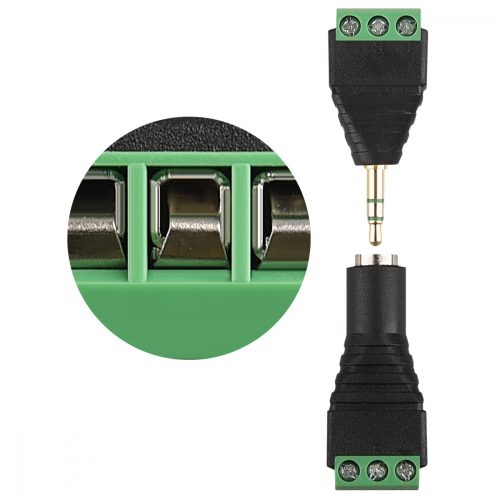 Σετ 4 προσαρμογέων ήχου/εικόνας με 3 πόλους 3,5 mm, Kwmobile, Μαύρο/Πράσινο, Μεταλλικό, 45685.02