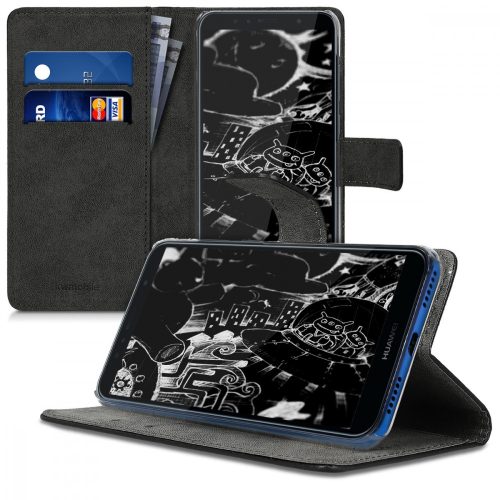 Κάλυμμα για Huawei Y6 (2018), Οικολογικό δέρμα, Μαύρο, 45923.01